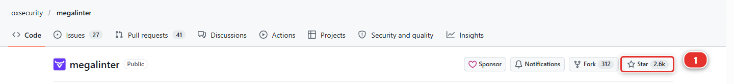 The Star button of the MegaLinter repository on GitHub