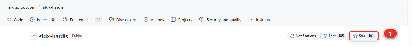 The Star button of the sfdx-hardis repository on GitHub
